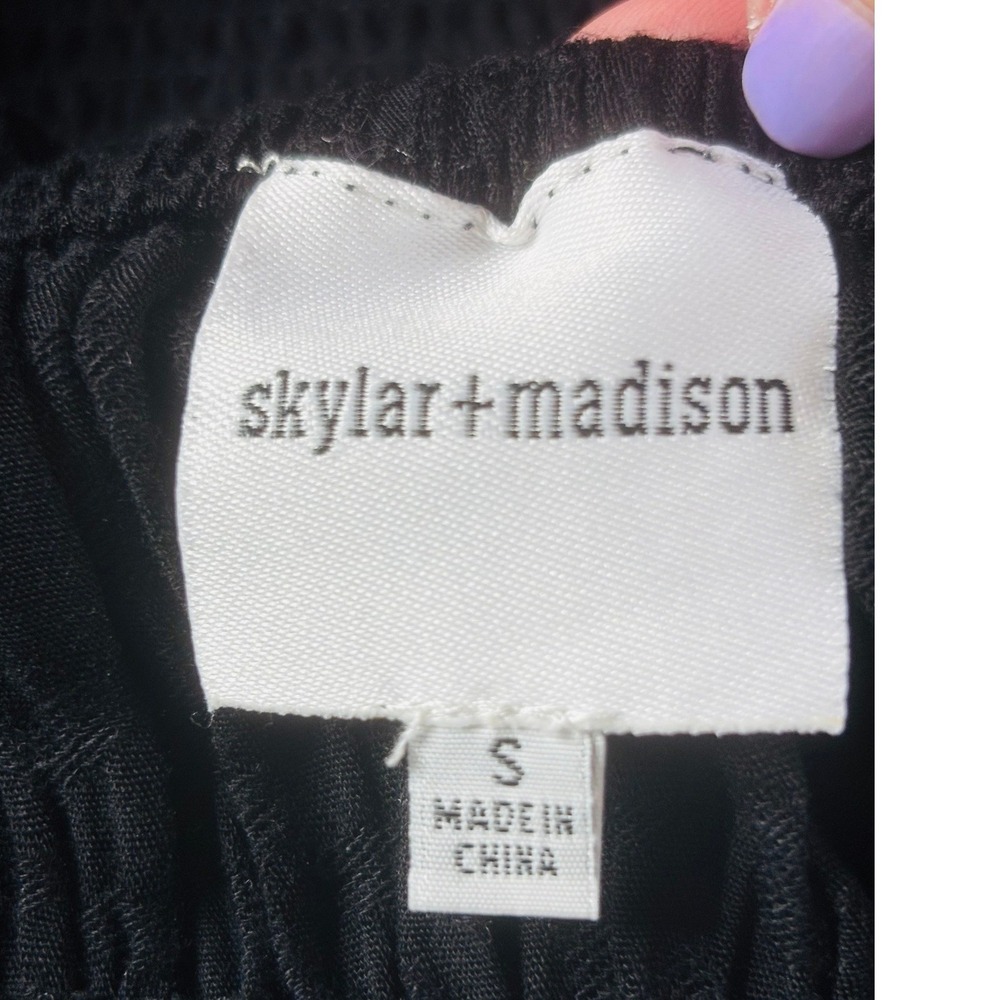Skylar + Madison | Black Smocked Ruffle Mini Dress | Size Small - Picture 6 of 8